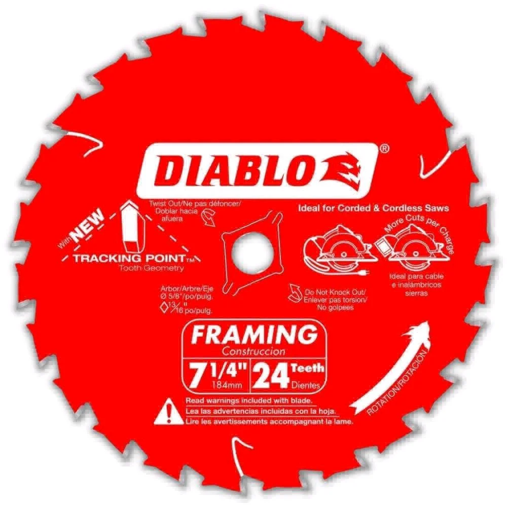 Diablo Tracking Point - Hojas de sierra circular de 24 dientes de 7-1/4 pulgadas...