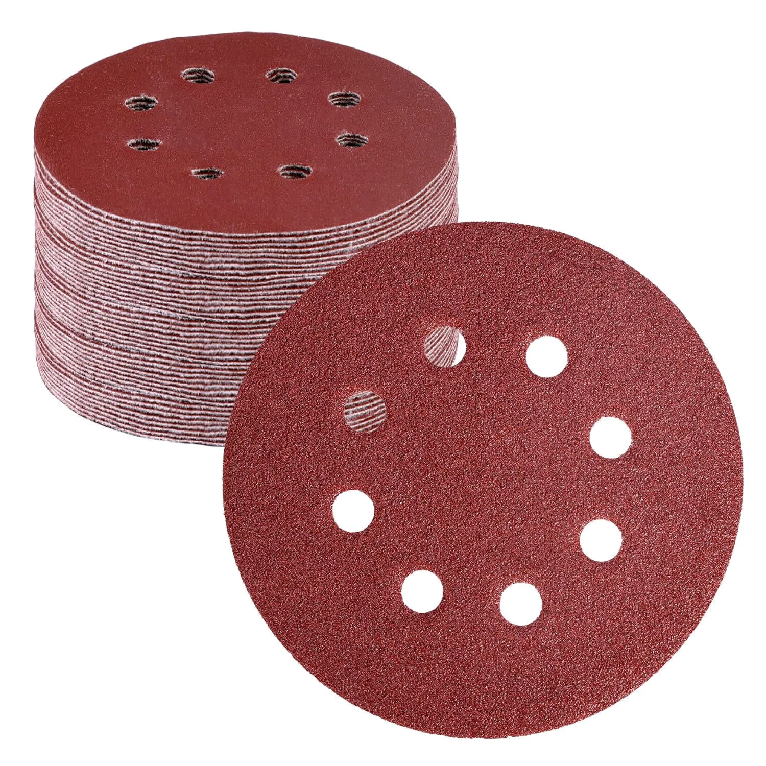 WORKPRO 50 discos de lija de grano 60 - Papel de lija de 5 pulgadas con 8 agujer...