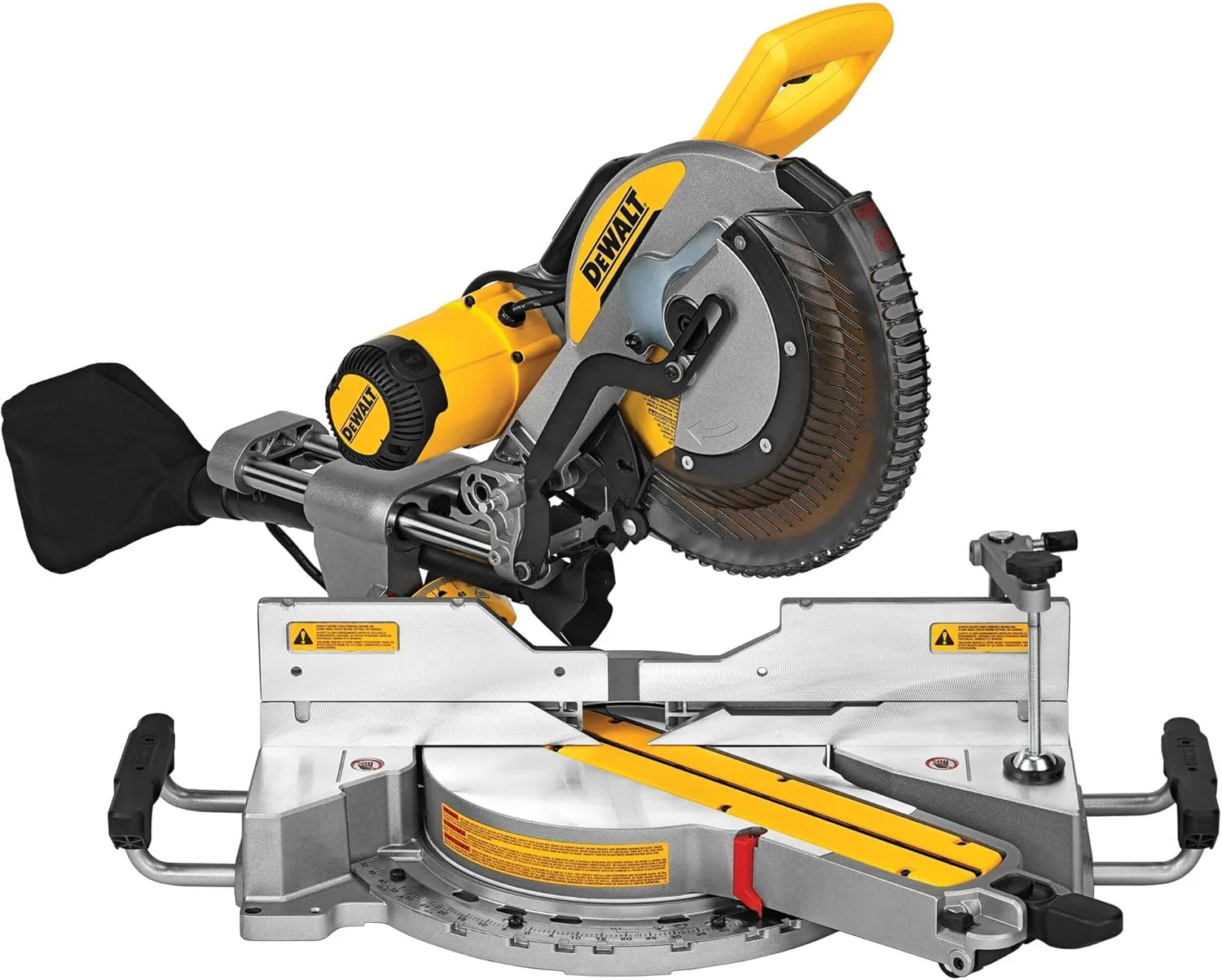 DEWALT Sierra de inglete, sierra de inglete compuesta deslizante de doble bisel de 12 pulgadas con sistema de luz de sombra XPS LED, incluye llave de hoja, abrazadera de material y bolsa para polvo